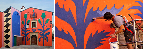 Agostino Iacurci signs a new colourful mural in Italy for Borgo Universo Festival