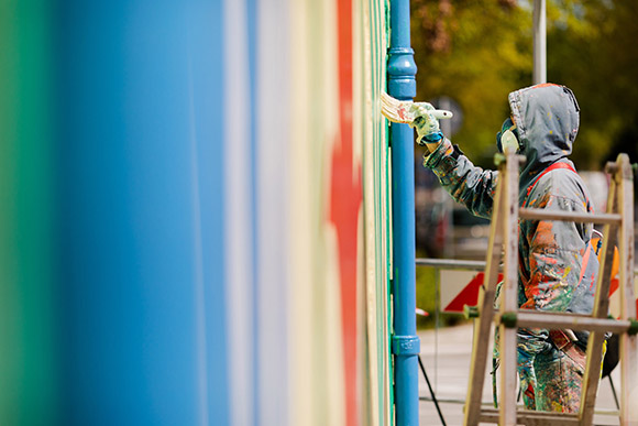 “Disegno d’esame”: Agostino Iacurci’s elementary school mural in Romagna, Italy