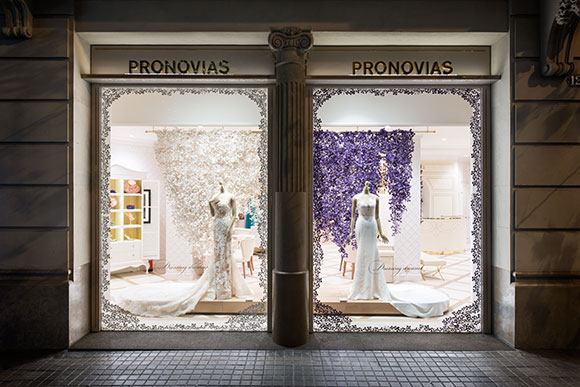 Wedding flowers: Wanda Barcelona’s mesmeric window scenes for Pronovias