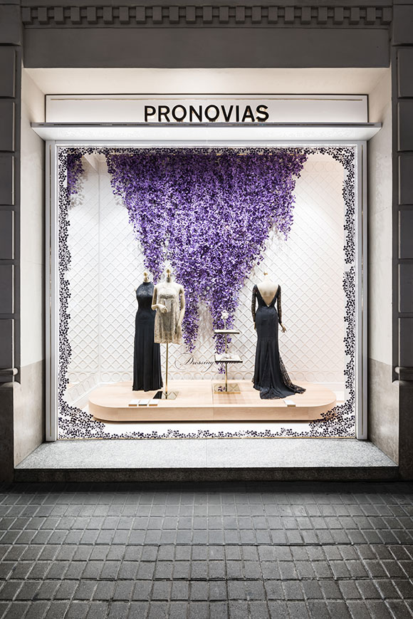 Wedding flowers: Wanda Barcelona’s mesmeric window scenes for Pronovias