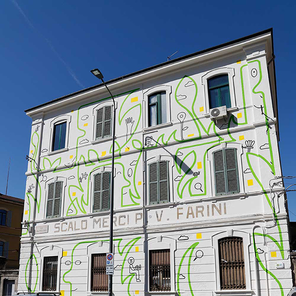 Una Casetta Piccola Così: Jonathan Calugi’s new four-walls mural inaugurated in Milan