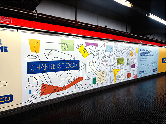 Art in Transit: Jonathan Calugi’s Lines of Change for Fineco in Milan’s Underground
