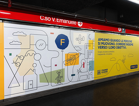 Art in Transit: Jonathan Calugi’s Lines of Change for Fineco in Milan’s Underground