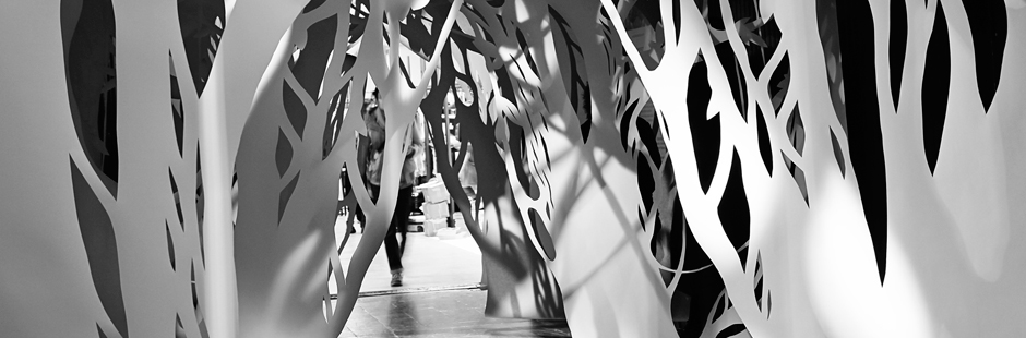 Ufocinque's hand cut forest for the White Fashion Trade Show in Milan.  